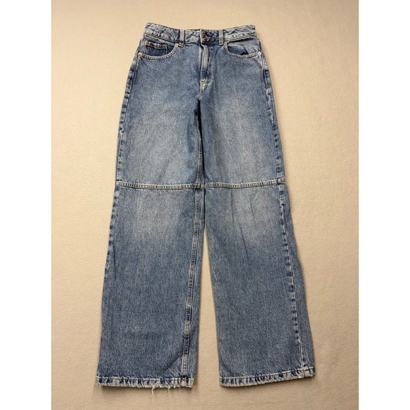 Garage Denim Denim - Garage Street Wide Leg Jeans Women 7 28 Blue Denim Y2K High Rise Seam Detail